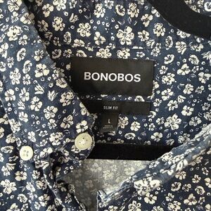 Bonobos Navy and White Floral Slim Fit Button-Down Shirt